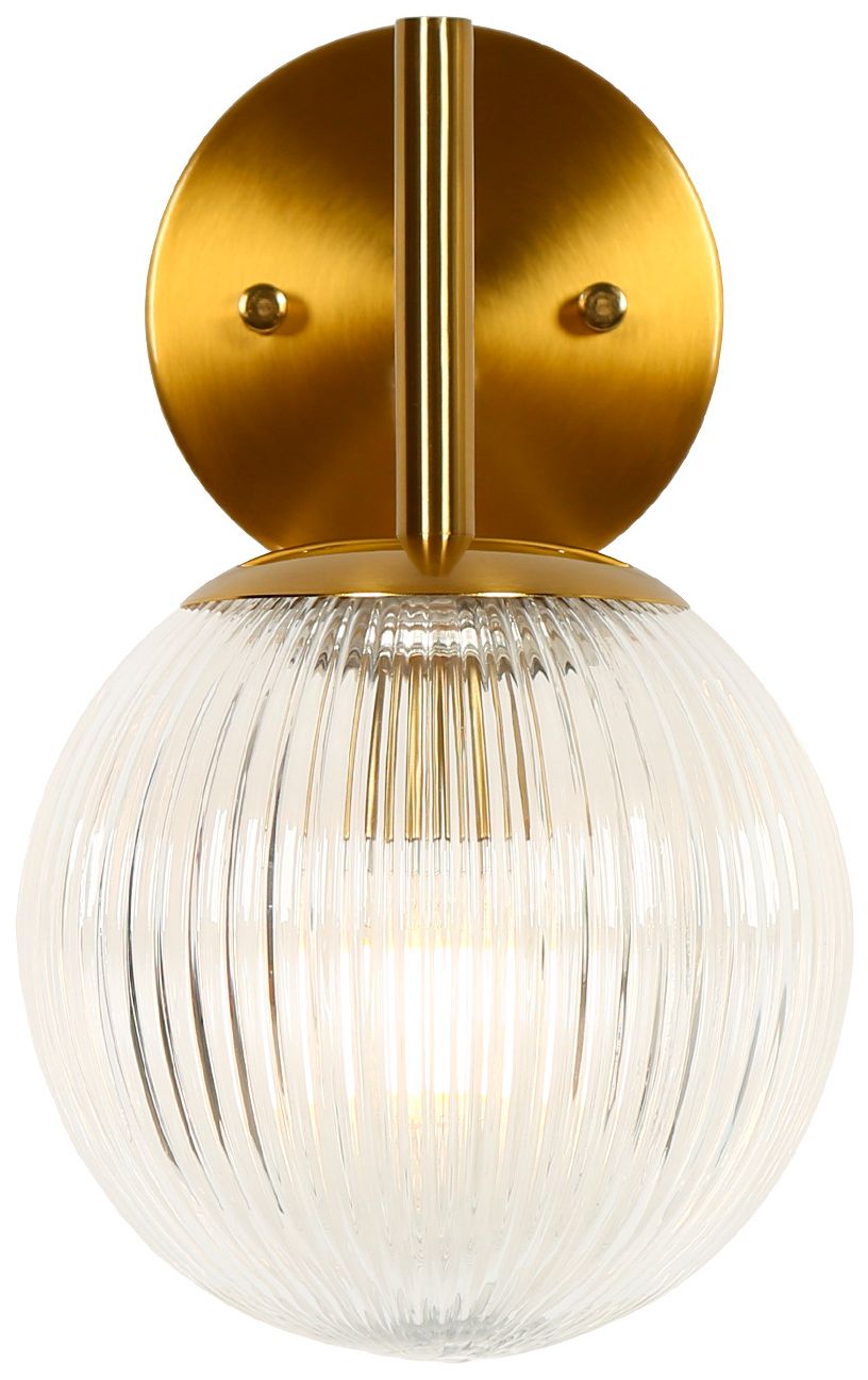 Aurelia 11" High Warm Brass Globe Wall Sconce