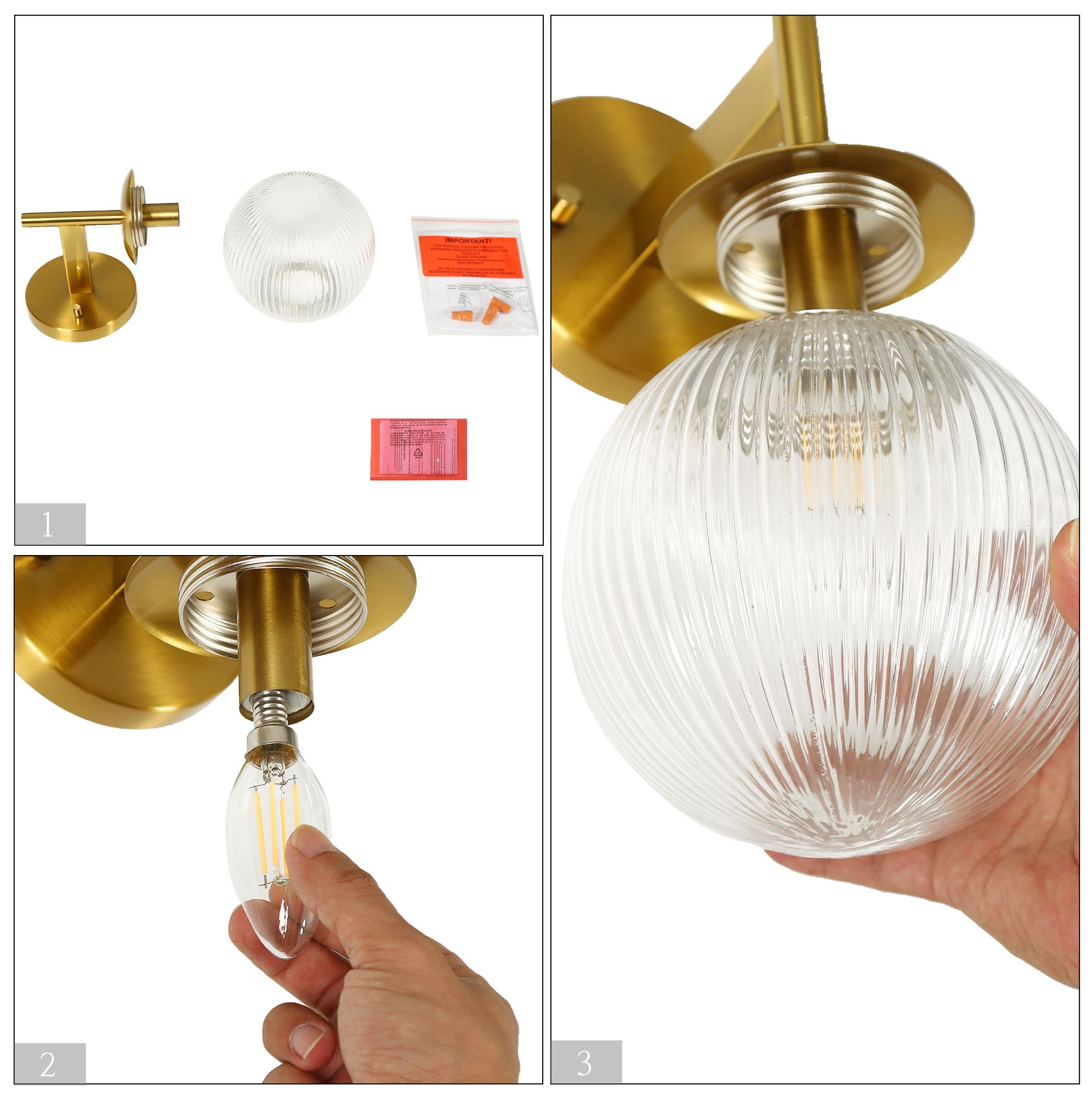 Image 4 Aurelia 11" High Warm Brass Globe Wall Sconce more views