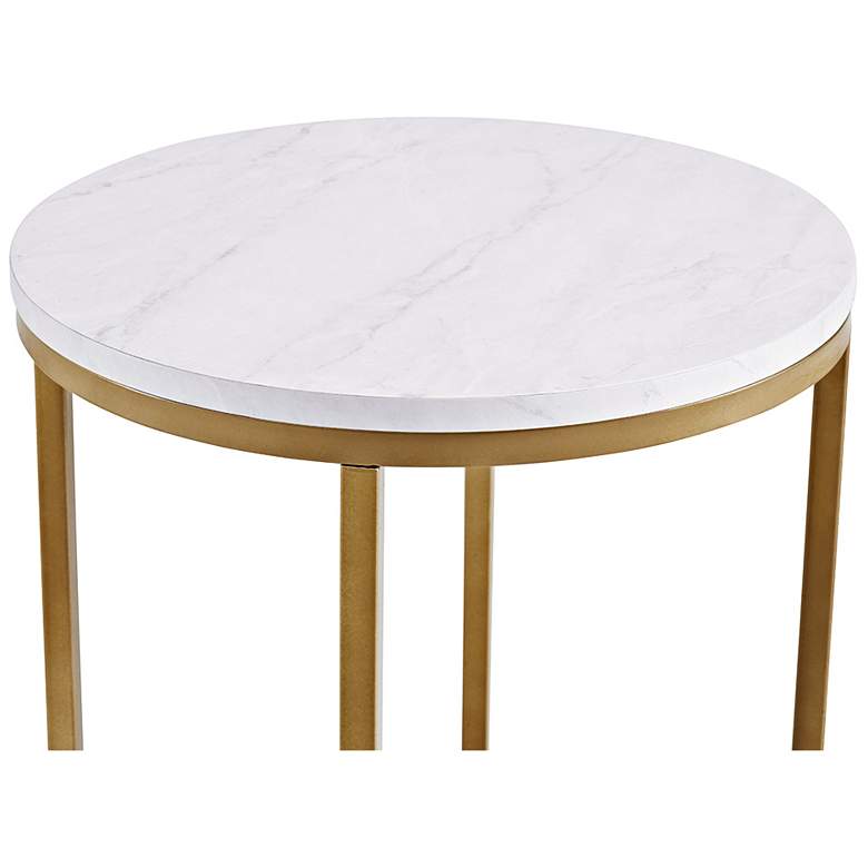 Image 5 Aurelia 16 inch Wide Faux Marble and Gold Modern Side Table more views