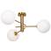 Aurelia 31.5" Wide 3-Light Brass Semi-Flush Mount With White Glass Sha