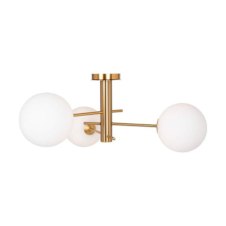 Image 5 Aurelia 31.5" Wide 3-Light Brass Semi-Flush Mount With White Glass Sha more views