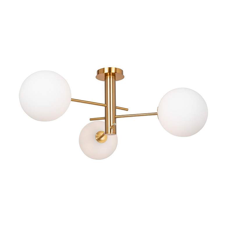 Image 6 Aurelia 31.5" Wide 3-Light Brass Semi-Flush Mount With White Glass Sha more views