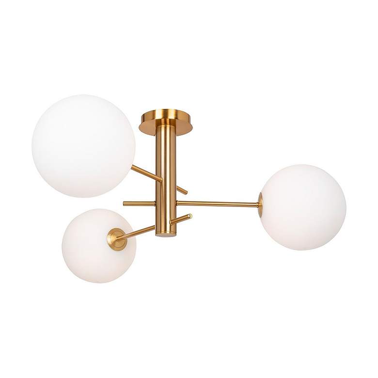Image 7 Aurelia 31.5" Wide 3-Light Brass Semi-Flush Mount With White Glass Sha more views