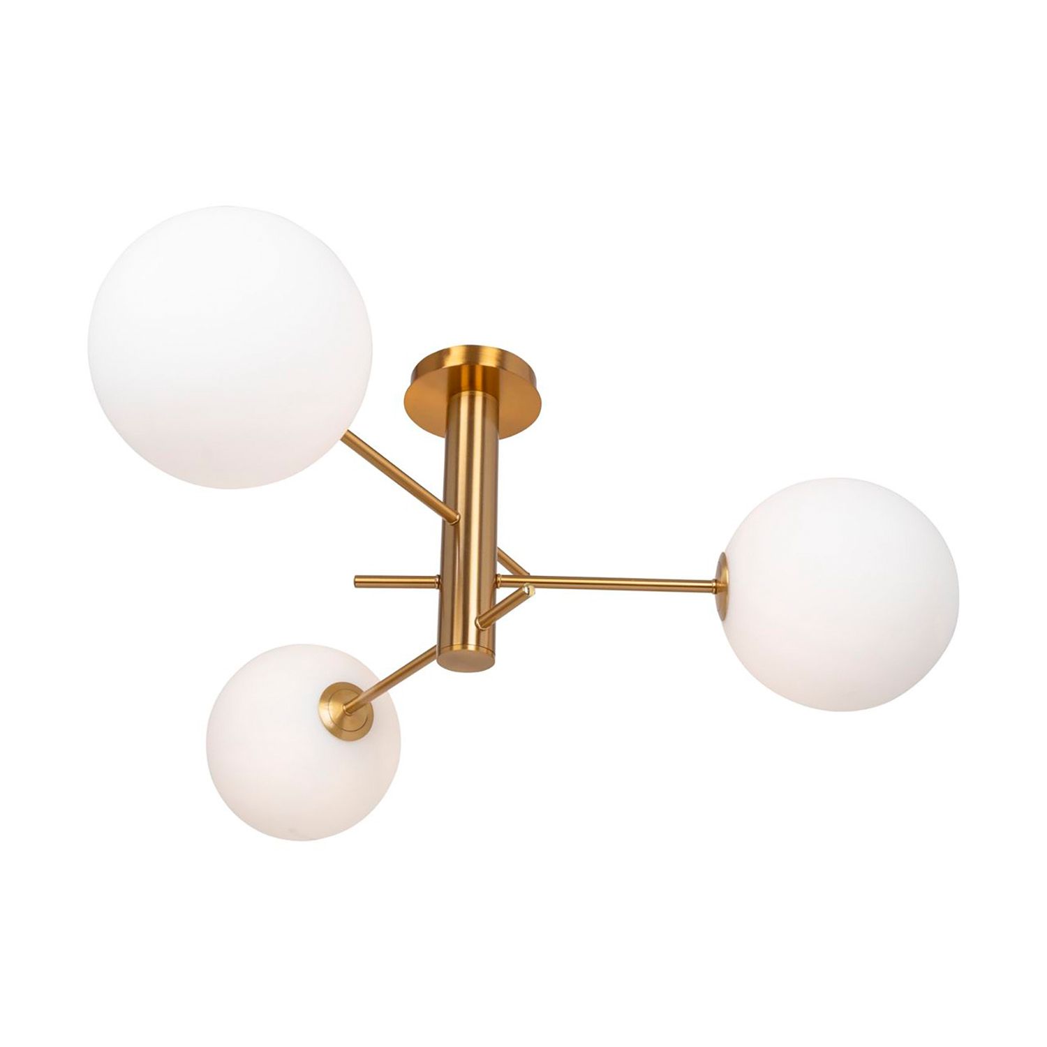 Aurelia 31.5" Wide 3-Light Brass Semi-Flush Mount With White Glass Sha