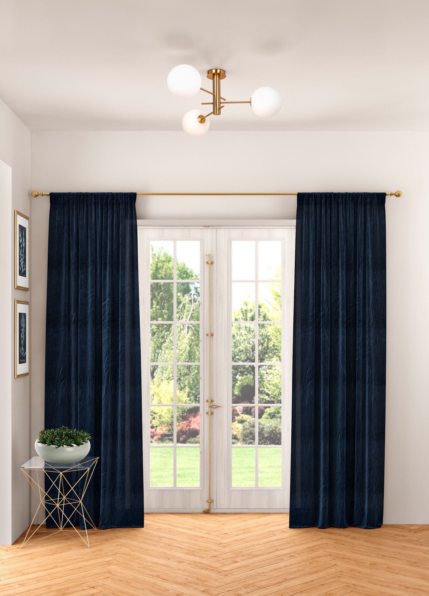 Aurelia 31.5" Wide 3-Light Brass Semi-Flush Mount With White Glass Sha