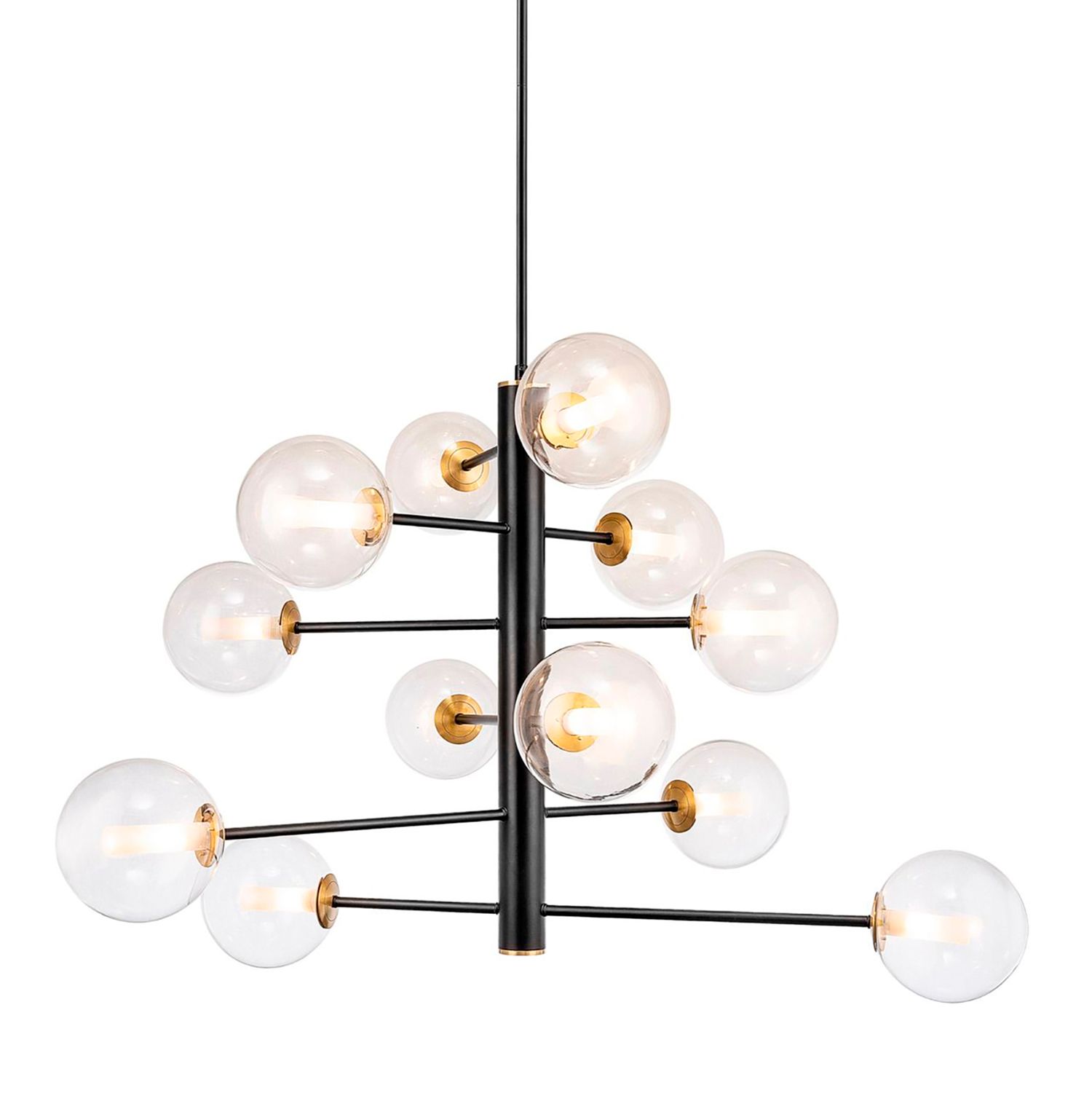 Image 2 Aurelia 33.5" Wide 12-Light Black Chandelier With White Glass Shade more views