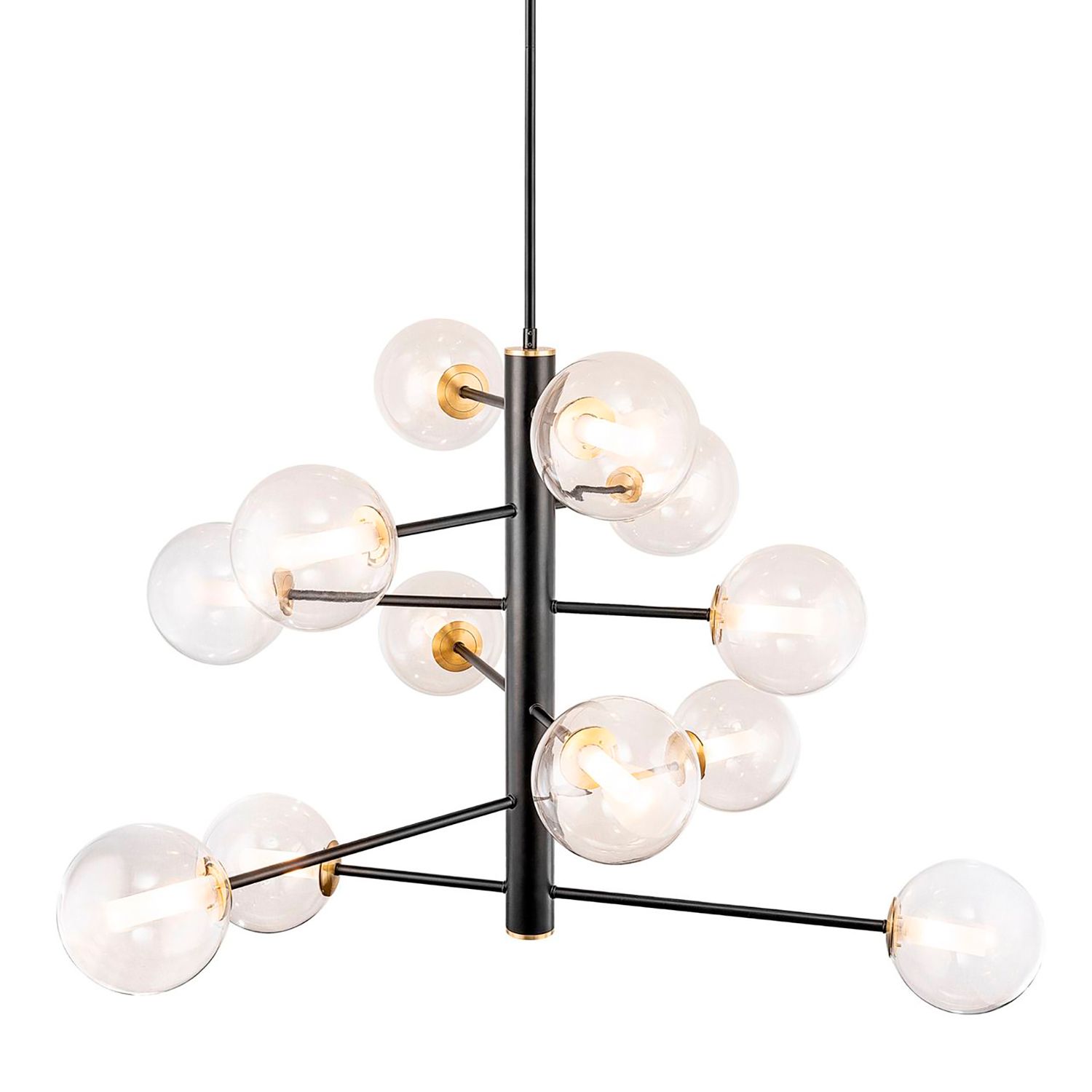 Image 3 Aurelia 33.5" Wide 12-Light Black Chandelier With White Glass Shade more views