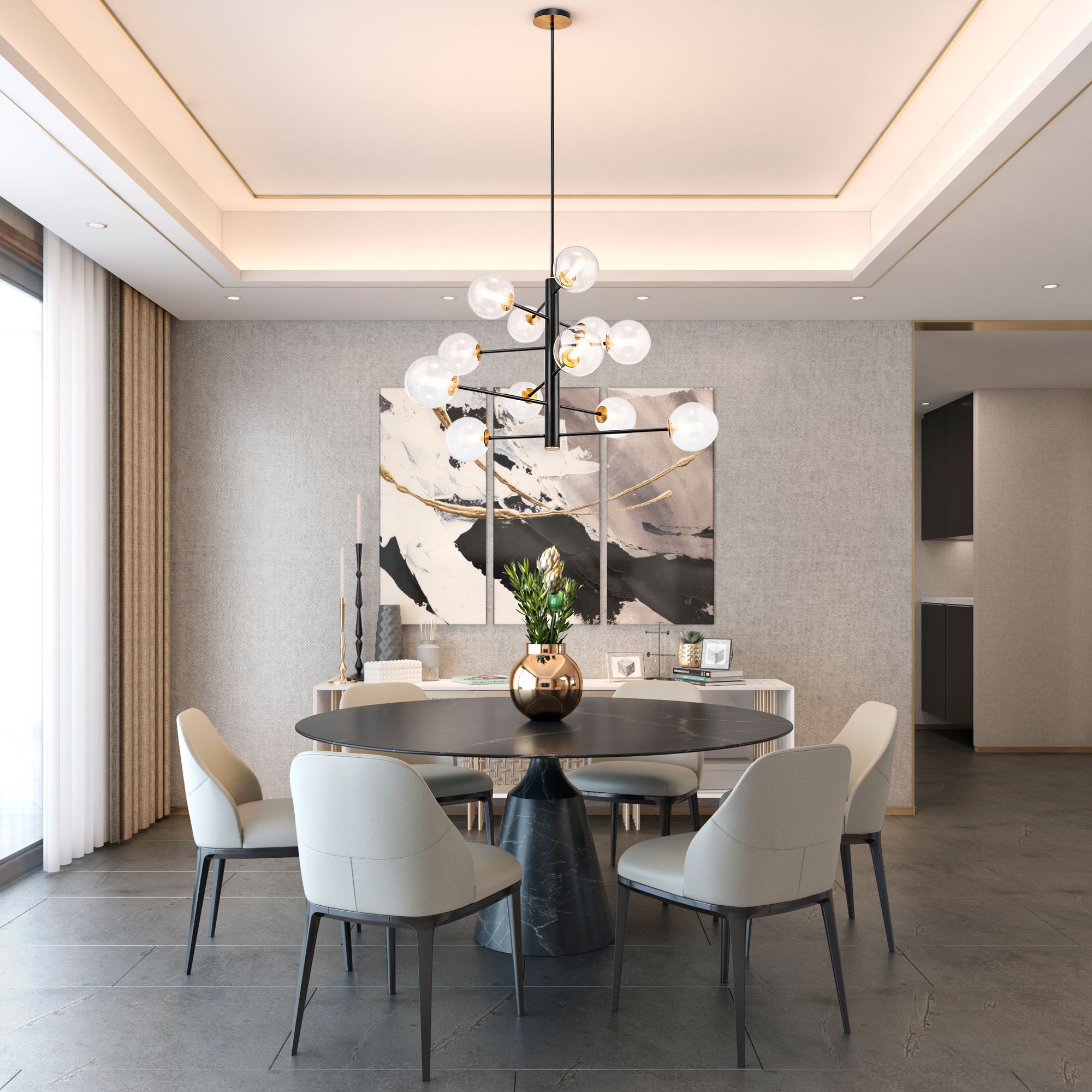 Image 6 Aurelia 33.5" Wide 12-Light Black Chandelier With White Glass Shade more views