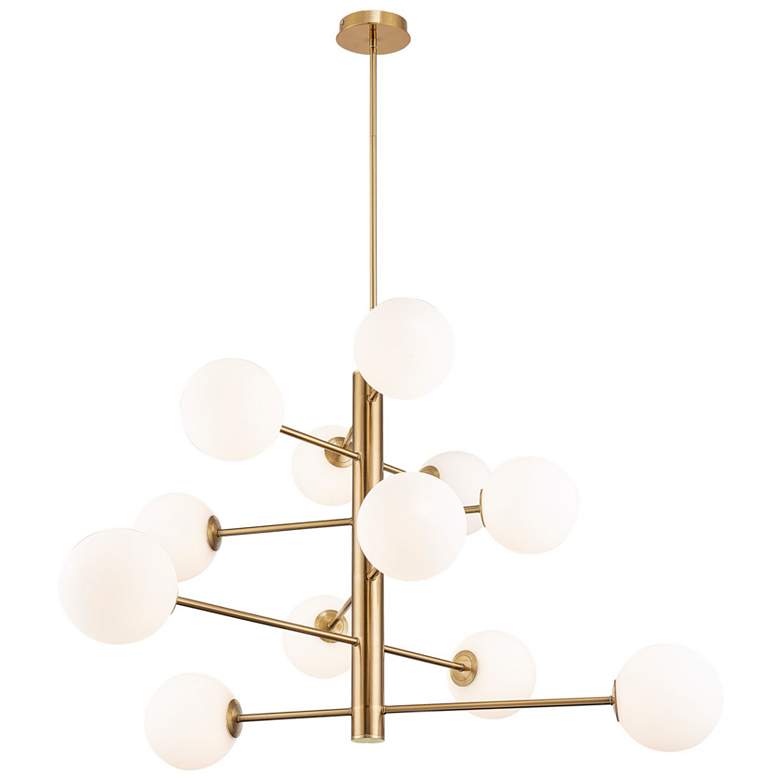 Image 1 Aurelia 33.5" Wide 12-Light Brass Chandelier With Clear Glass Shade