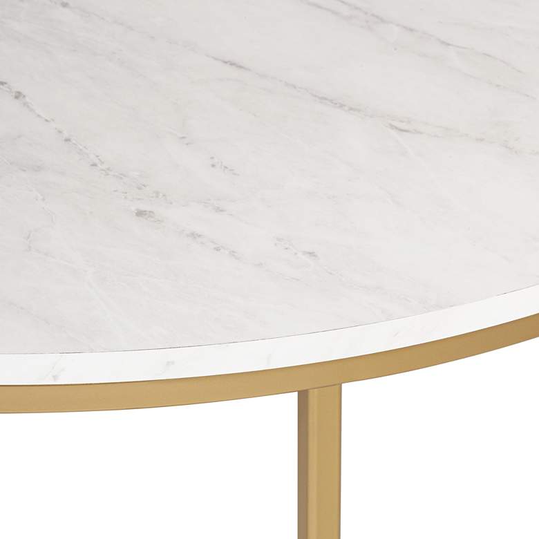 Image 4 Aurelia 36 inch Wide Faux Marble and Gold Modern Coffee Table more views