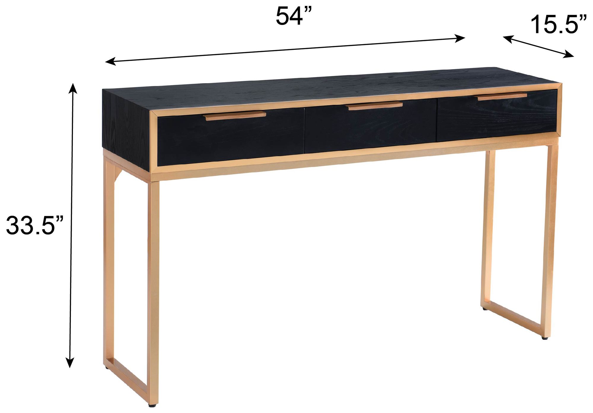 Aurelia 54 x 33.5 Ebony & Gold Console