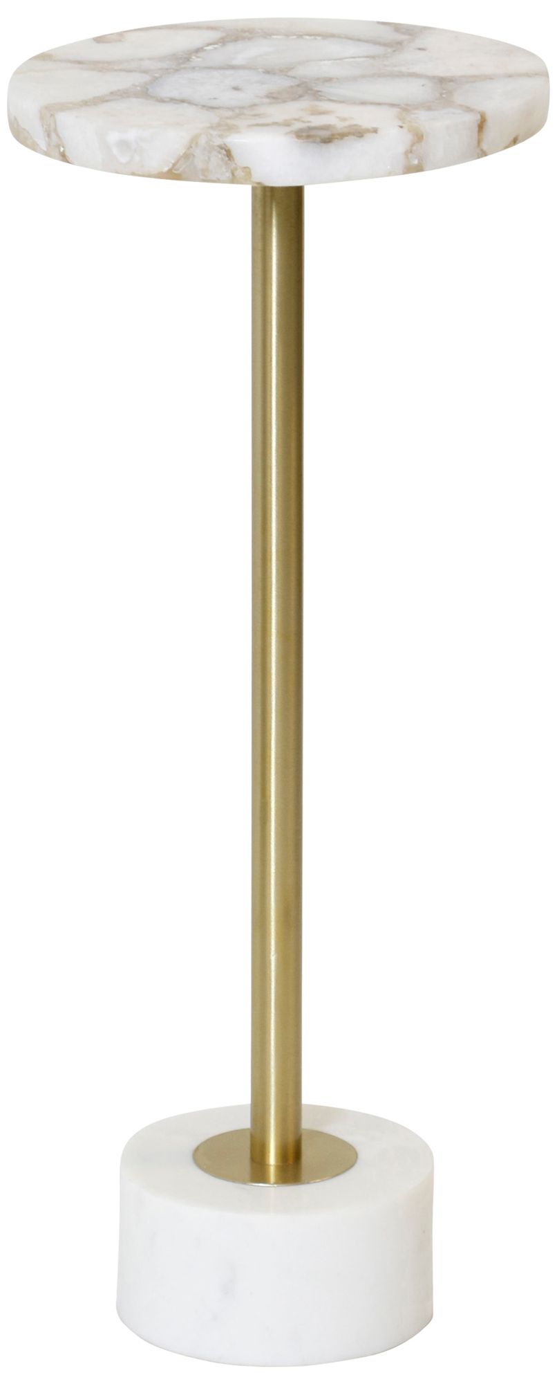 Image 2 Aurelia Agate Pedestal Accent Table - Natural, Gold & White