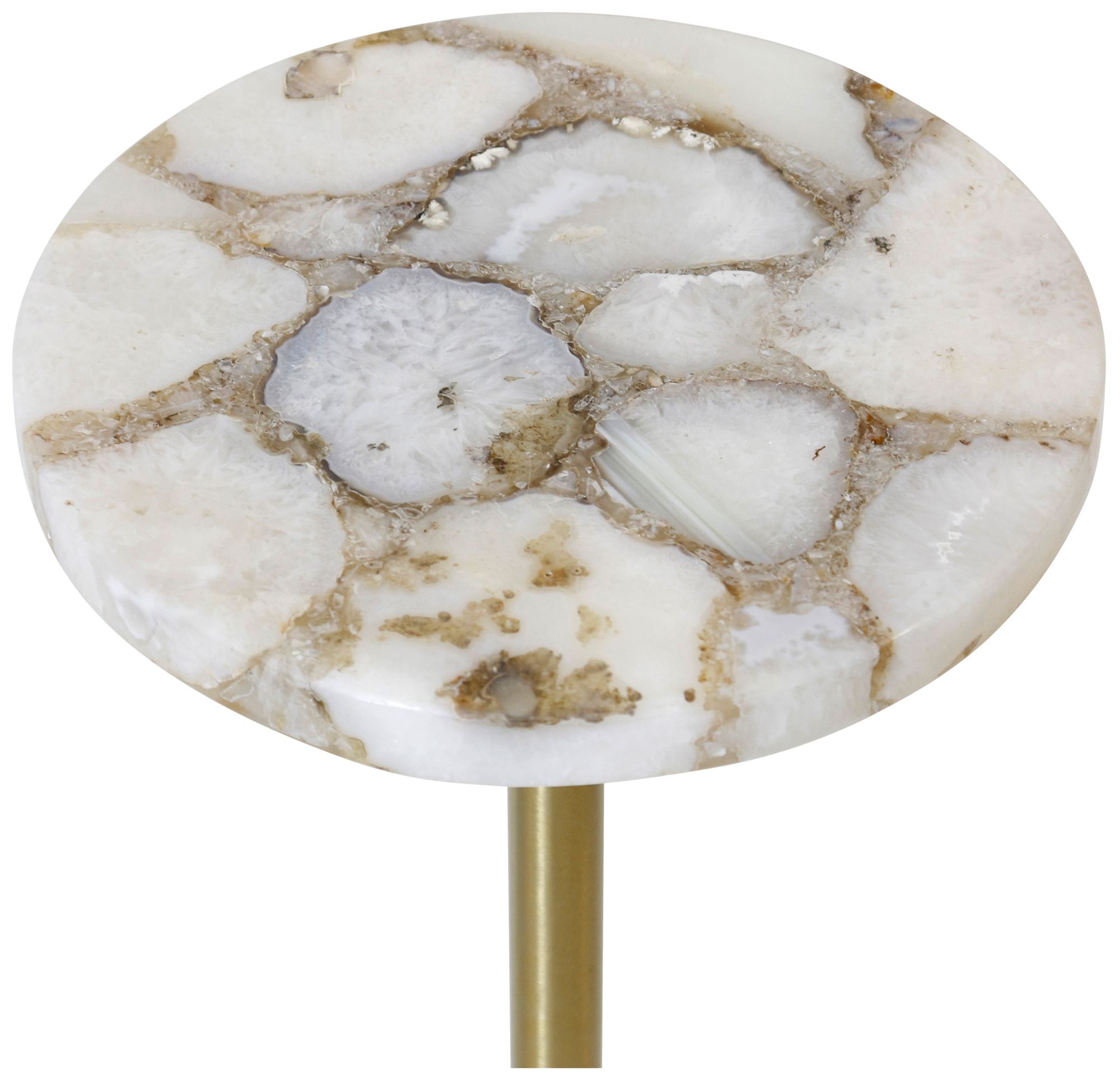Image 3 Aurelia Agate Pedestal Accent Table - Natural, Gold & White more views