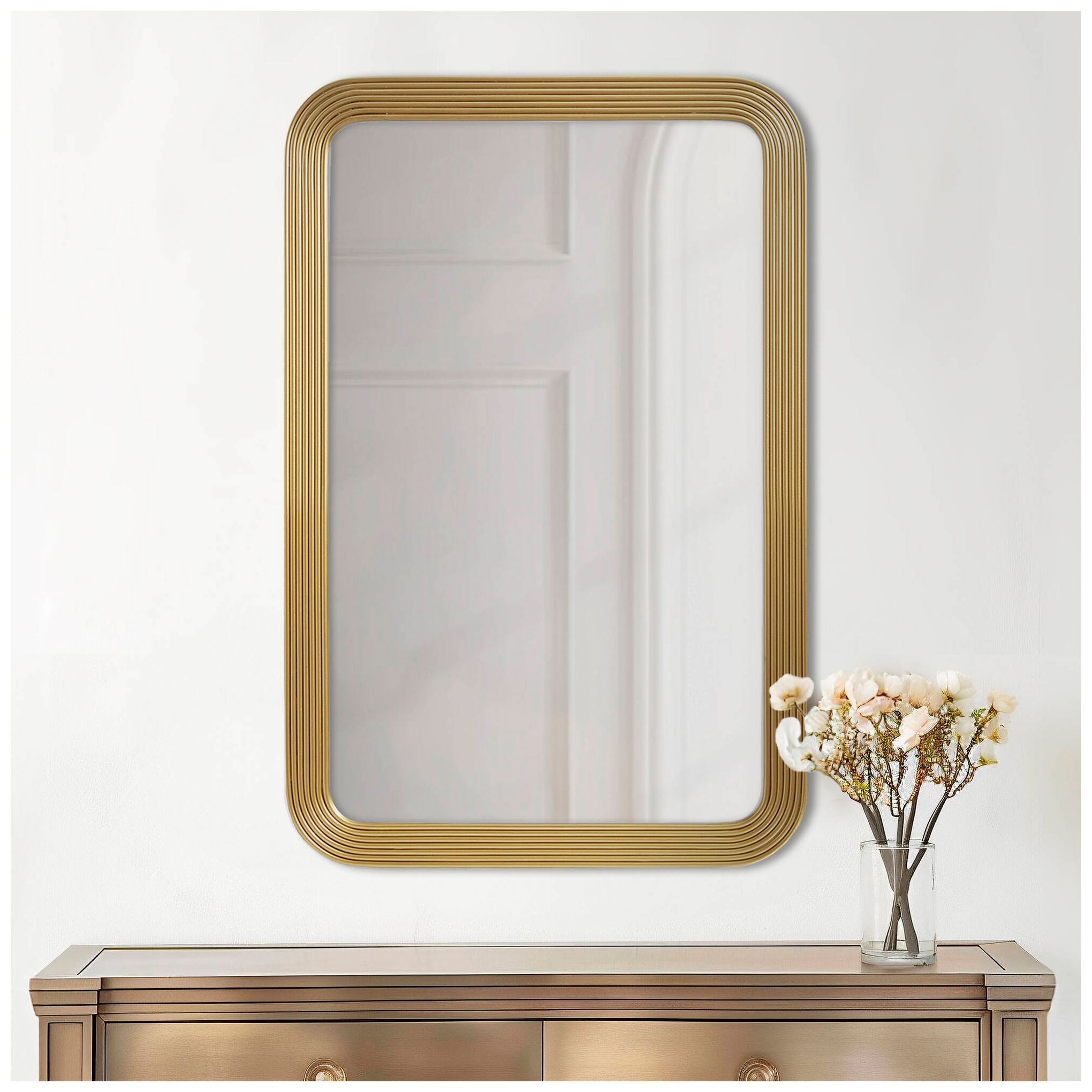 Aurelia Antique Gold 23" x 35" Rectangular Wall Mirror
