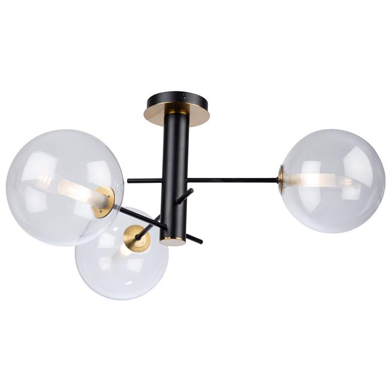 Image 1 Aurelia Collection 3-Light Semi-Flush Mount, Matte Black & Brass