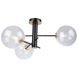 Aurelia Collection 3-Light Semi-Flush Mount, Matte Black & Brass