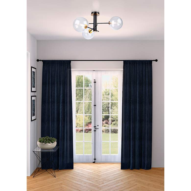 Image 3 Aurelia Collection 3-Light Semi-Flush Mount, Matte Black & Brass more views