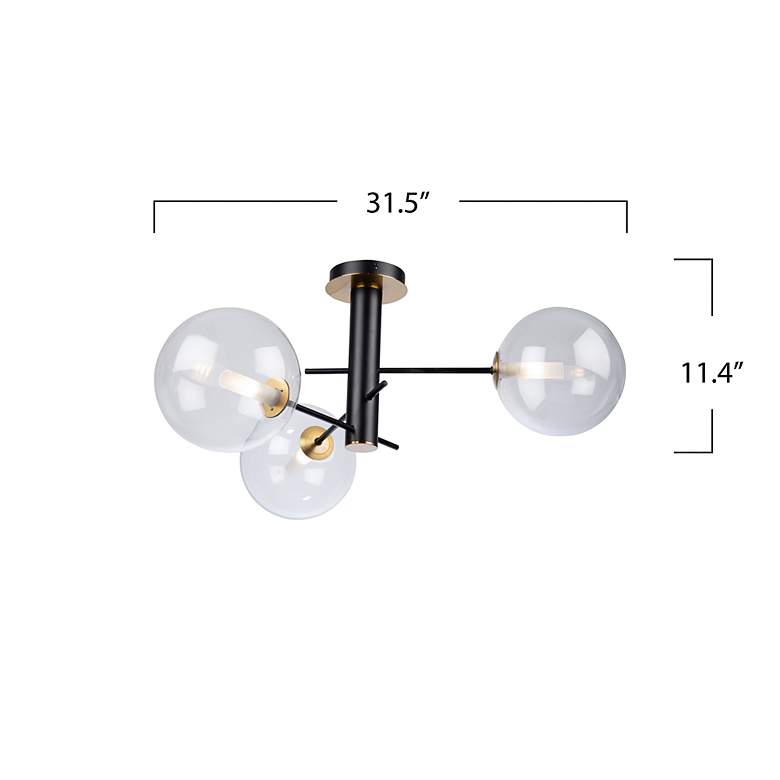 Image 4 Aurelia Collection 3-Light Semi-Flush Mount, Matte Black & Brass more views