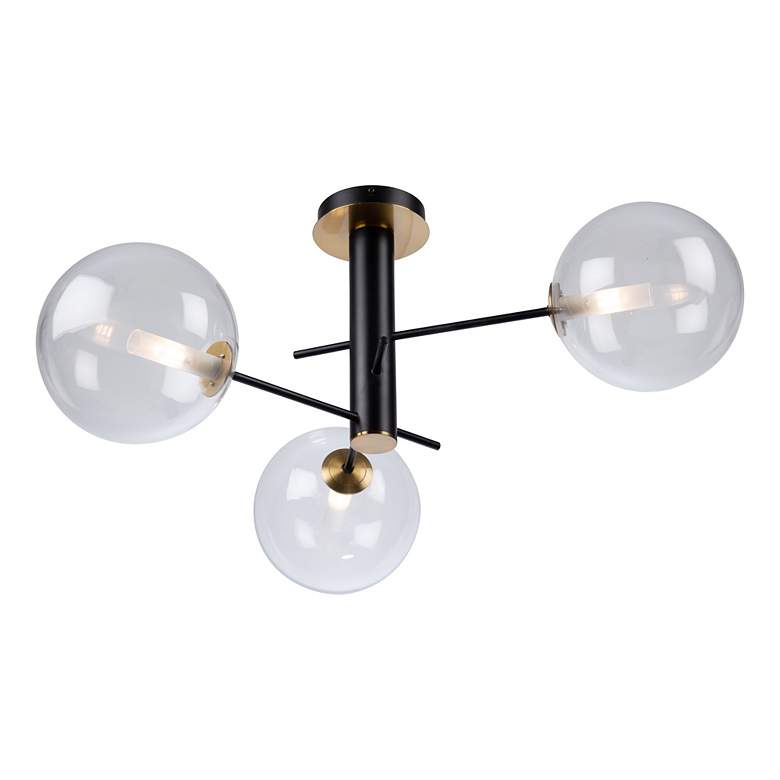 Image 5 Aurelia Collection 3-Light Semi-Flush Mount, Matte Black & Brass more views