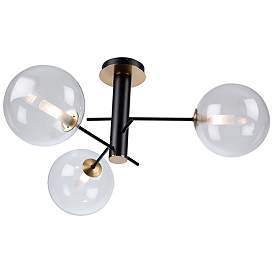 Image5 of Aurelia Collection 3-Light Semi-Flush Mount, Matte Black & Brass more views