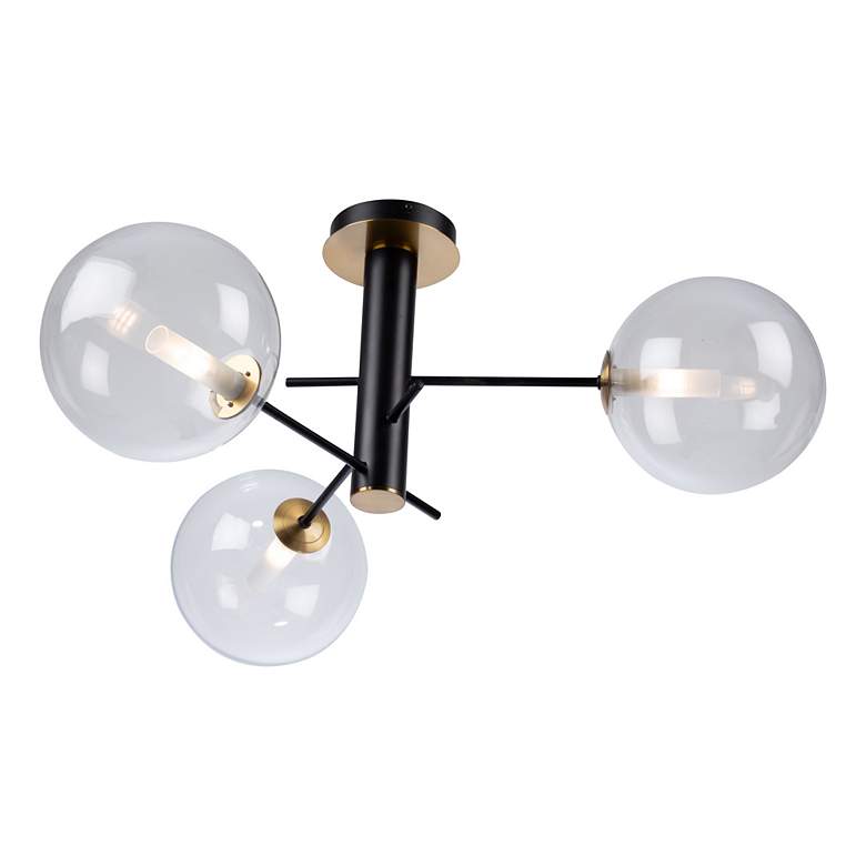 Image 6 Aurelia Collection 3-Light Semi-Flush Mount, Matte Black & Brass more views
