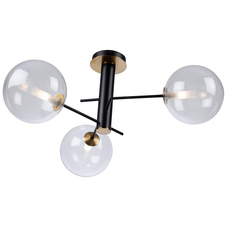 Image 6 Aurelia Collection 3-Light Semi-Flush Mount, Matte Black & Brass more views