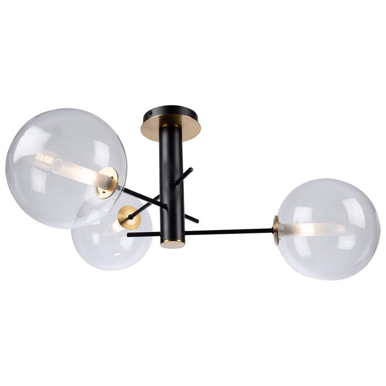 Image 7 Aurelia Collection 3-Light Semi-Flush Mount, Matte Black & Brass more views