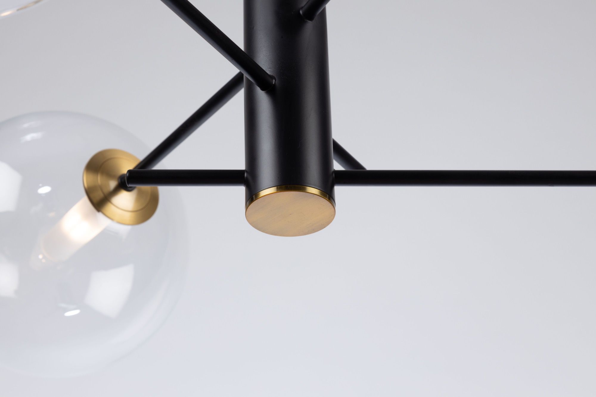 Aurelia Collection 3-Light Semi-Flush Mount, Matte Black & Brass