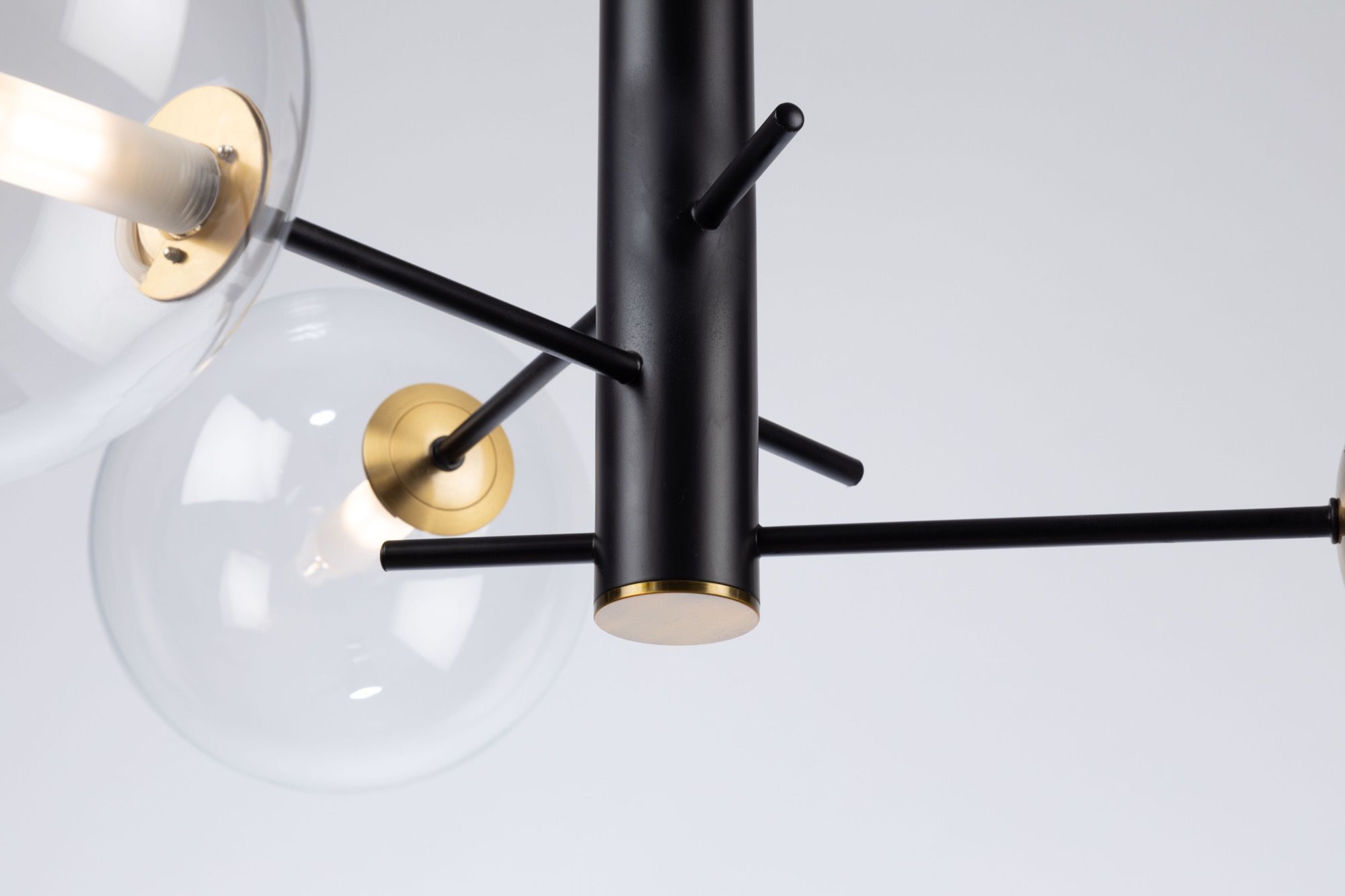 Aurelia Collection 3-Light Semi-Flush Mount, Matte Black & Brass