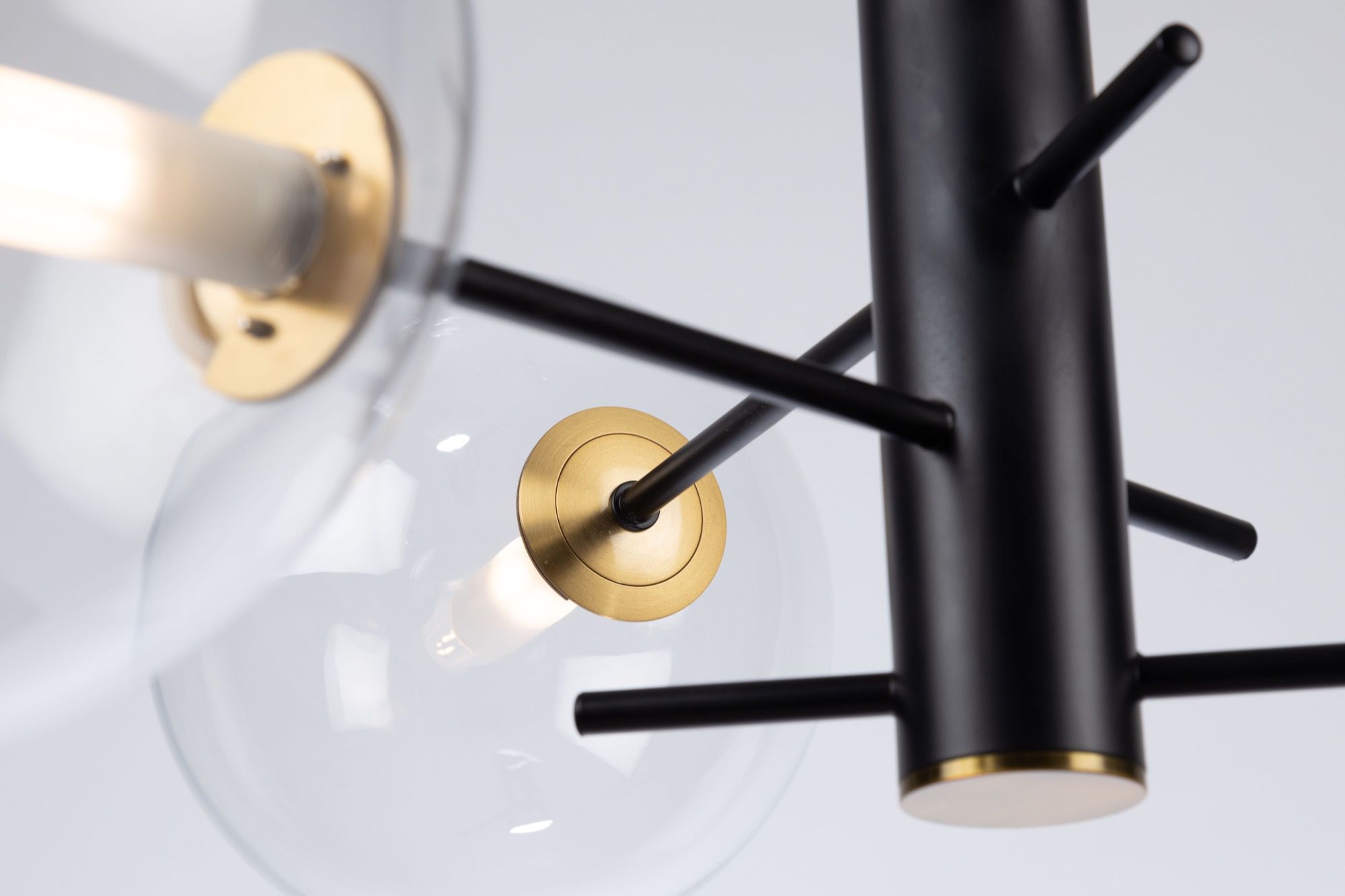 Aurelia Collection 3-Light Semi-Flush Mount, Matte Black & Brass