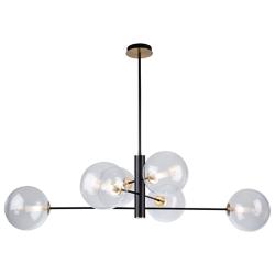 Aurelia Collection 6-Light Chandelier, Matte Black & Brass
