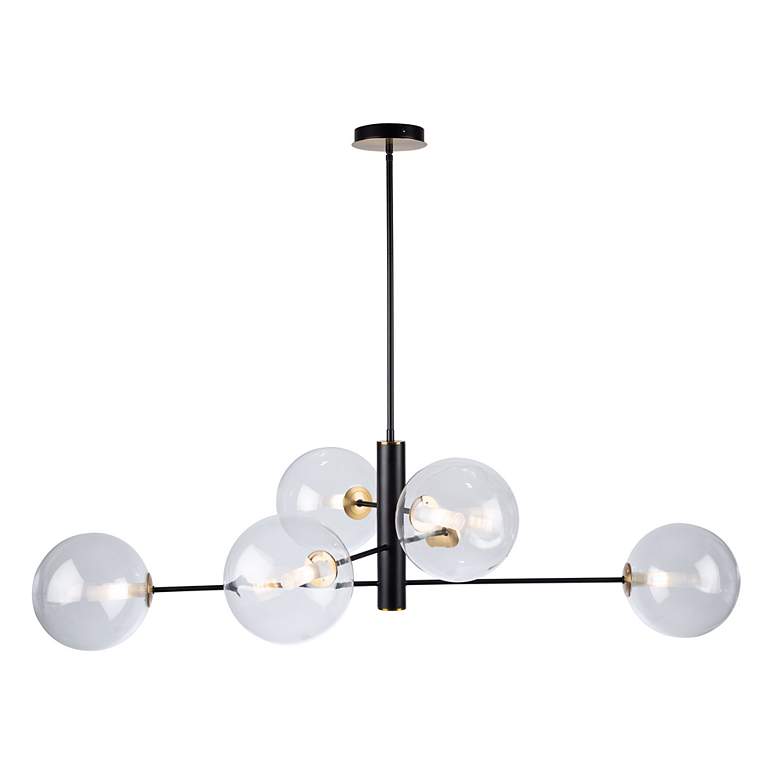 Image 6 Aurelia Collection 6-Light Chandelier, Matte Black & Brass more views