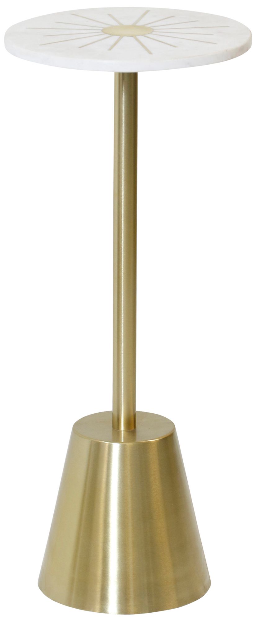 Image 2 Aurelia Pedestal Accent Table - White & Gold