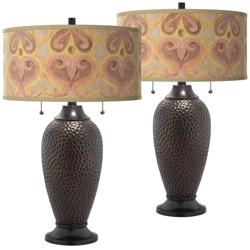 Aurelia Zoey Hammered Oil-Rubbed Bronze Table Lamps Set of 2