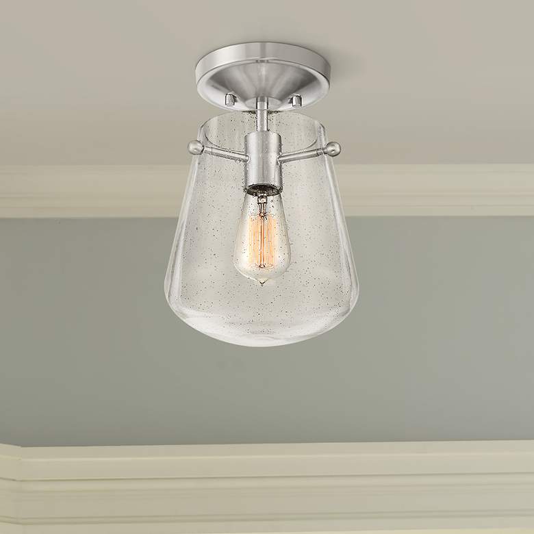 Image 1 Aurelien 8 inch Wide Glass and Brushed Nickel Ceiling Light