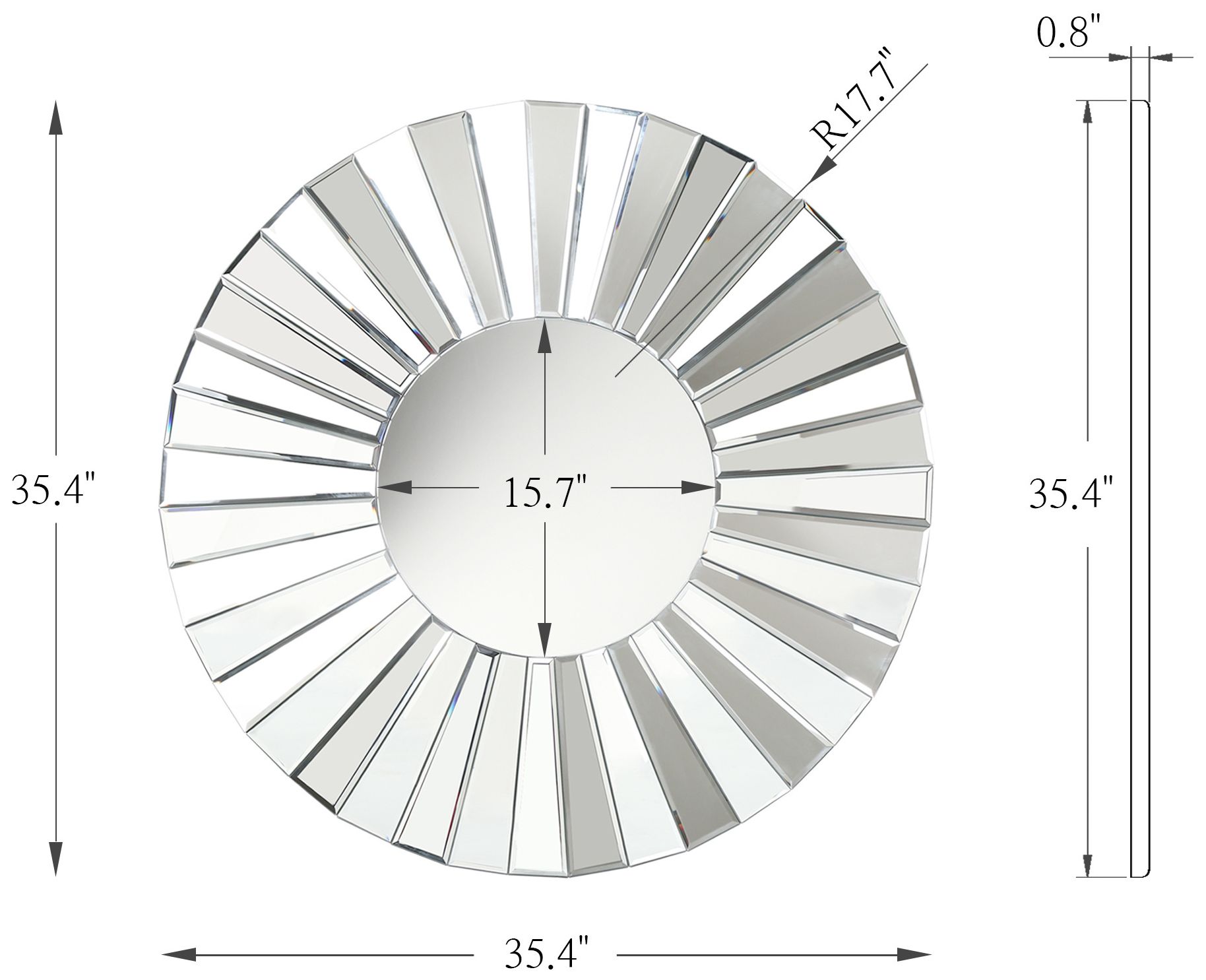 Image 4 Aurelis Modern Round 35.4" Silver Wall Mirror more views