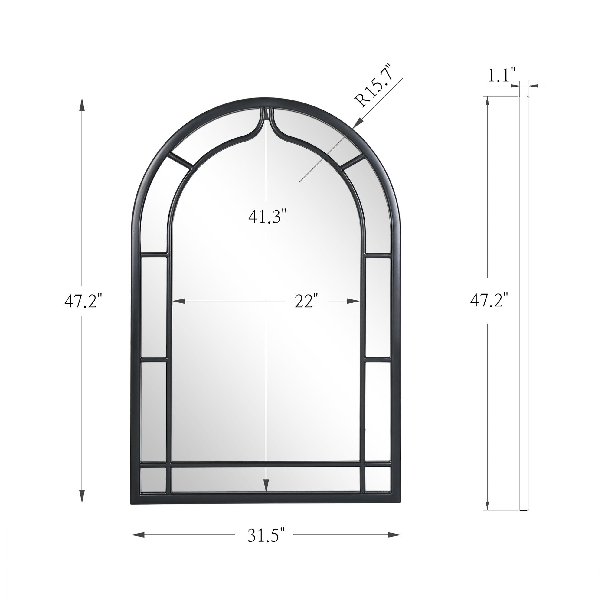 Image 3 Aurelis Window Arched 31.5" x 47.2" Black Wall Mirror more views