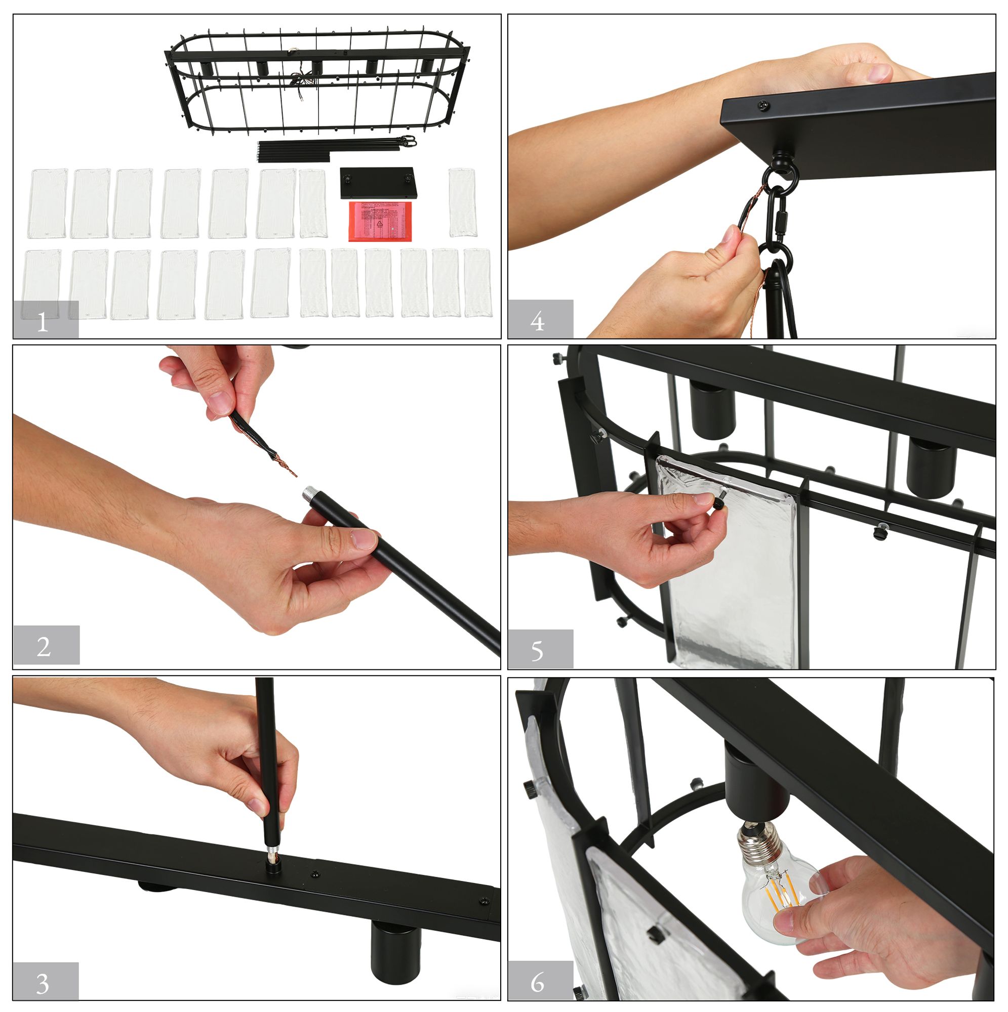 Image 6 Aurely 42.1" Wide Rectangle 5-Light Handmade Glass Island Chandelier more views