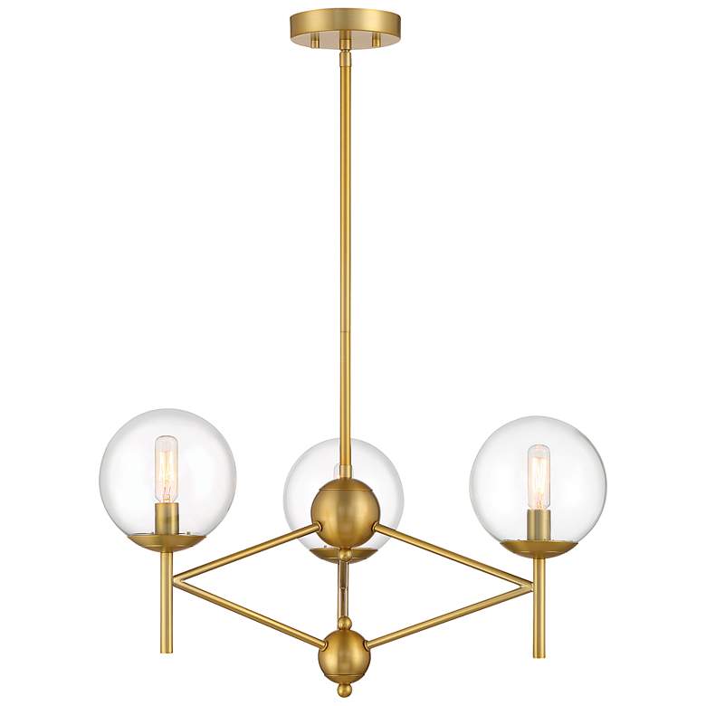 Image 1 Auresa 24 inch Wide Soft Brass Metal 3-Light Pendant