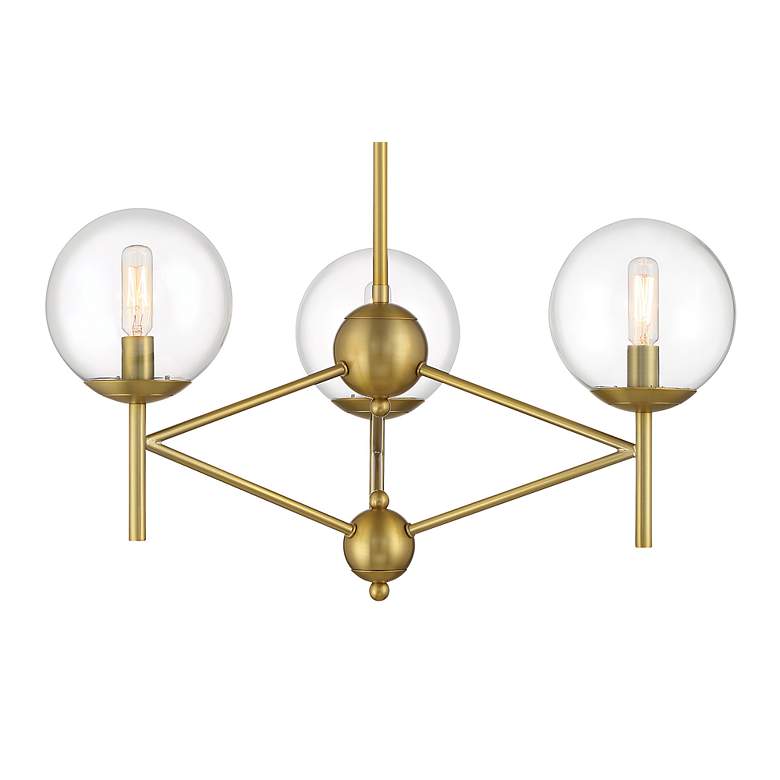 Image 2 Auresa 24 inch Wide Soft Brass Metal 3-Light Pendant more views