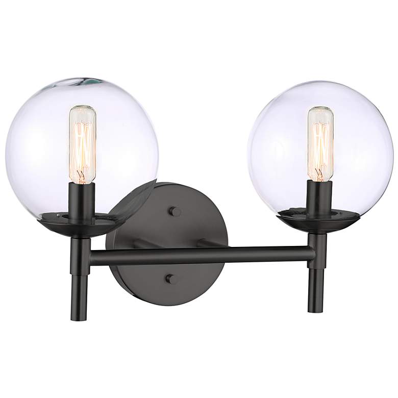 Image 1 Auresa 9 1/2" High Coal Black 2-Light Wall Sconce