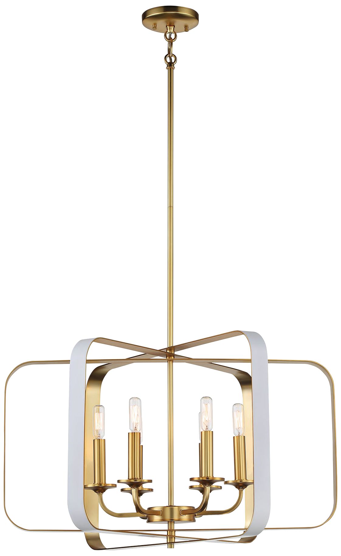 Aureum 26"W Gold and White Open Cage 6-Light Pendant Light