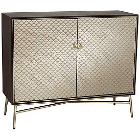 Image2 of Auric 42 3/4" Wide Mahogany and Brass Modern Cabinet