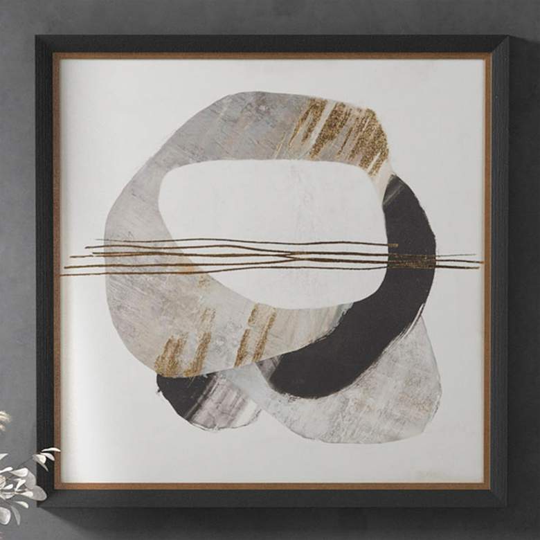Image 1 Auric Beam 29 1/2" Square Black Gray Framed Canvas Wall Art