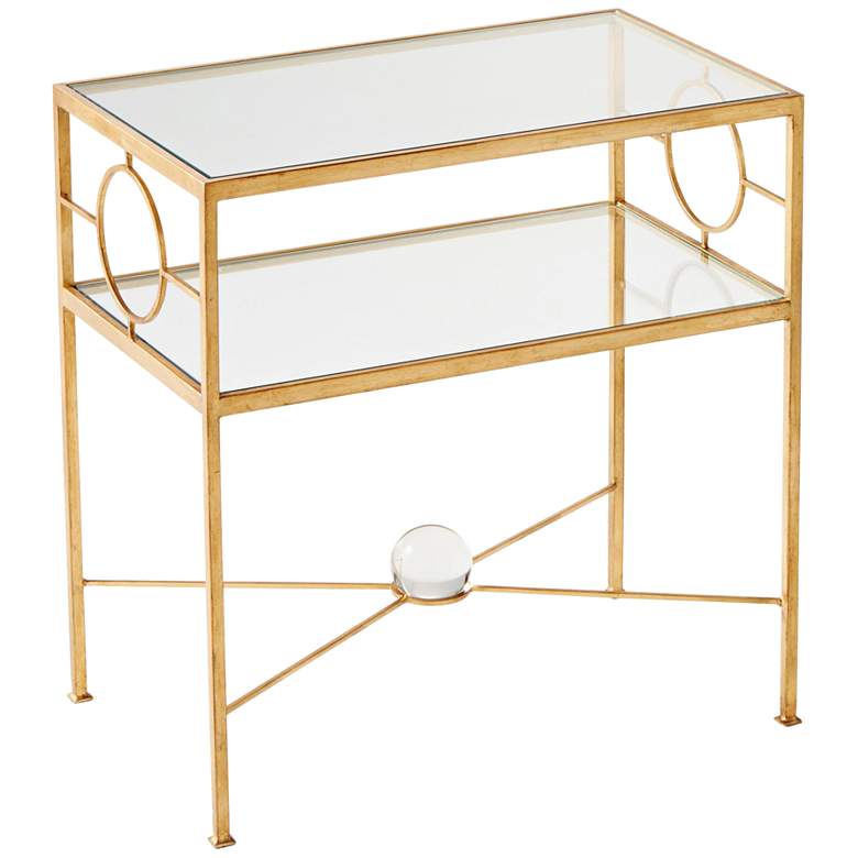 Image 1 Auric Orbit 23 3/4" Wide Gold Leaf Accent Table