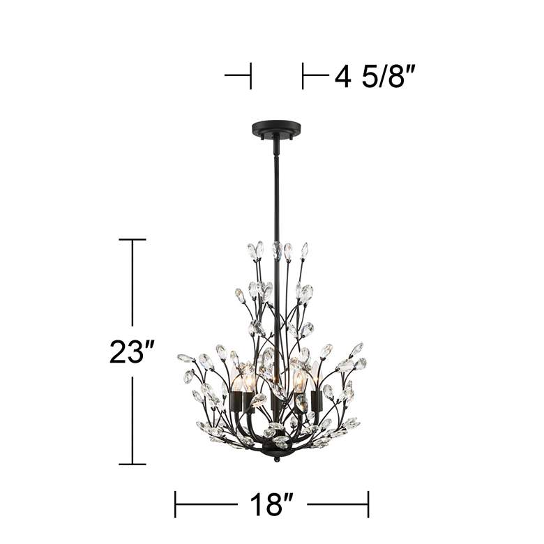 Aurine 18 inch Wide Matte Black and Crystal Floral 5-Light Chandelier more views