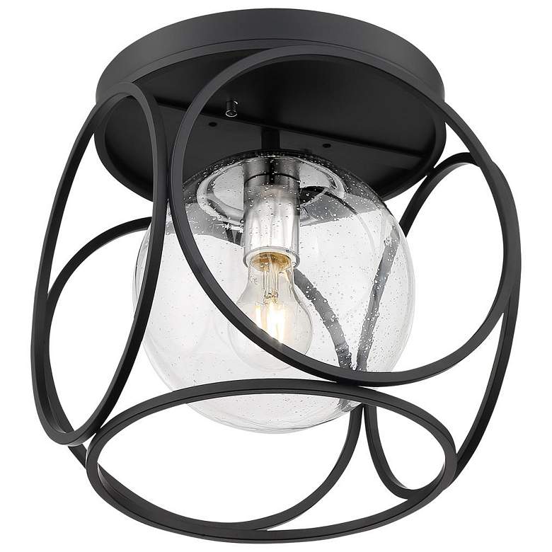 Image 1 Aurora; 1 Light; Flush Mount Fixture; Black & Polished Nickel Finish