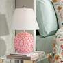 Aurora 17 1/4" High Pink Hearts Ceramic Table Lamp in scene