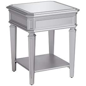 Image2 of Aurora 20" Wide Mirrored and Silver Traditional Side Table