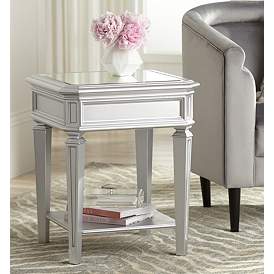 Image1 of Aurora 20" Wide Mirrored and Silver Traditional Side Table
